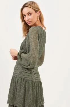 Long Sleeve Ruched Ruffle Maxi -Dresses Sales Store ADR100820 GREENDITSY 6