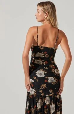 Cinched Ruffle Floral Maxi -Dresses Sales Store ADR100821 BLACKMULTIFLORAL 4