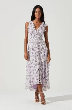Allie Floral Ruffle Maxi Dress -Dresses Sales Store ADR100827 LAVENDERMULTIFLORAL 1891