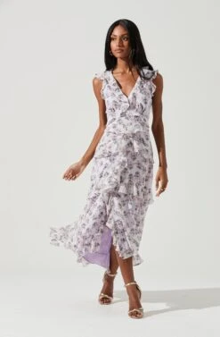 Allie Floral Ruffle Maxi Dress -Dresses Sales Store ADR100827 LAVENDERMULTIFLORAL 1896