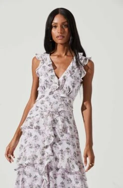 Allie Floral Ruffle Maxi Dress -Dresses Sales Store ADR100827 LAVENDERMULTIFLORAL 1899