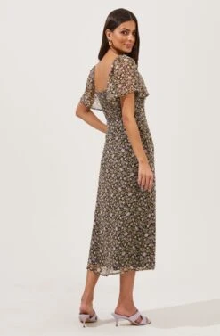 Flutter Sleeve Ruched Dress -Dresses Sales Store ADR100829 BLACK PURPLEDITSY 4