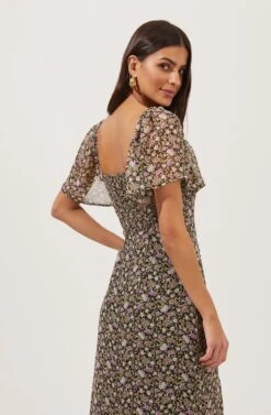 Flutter Sleeve Ruched Dress -Dresses Sales Store ADR100829 BLACK PURPLEDITSY 5