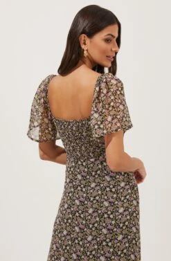 Flutter Sleeve Ruched Dress -Dresses Sales Store ADR100829 BLACK PURPLEDITSY 6