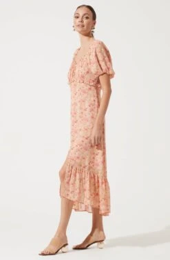 Balloon Sleeve Sweetheart Floral Maxi -Dresses Sales Store ADR100850 BLUSH MULTI FLORAL 788