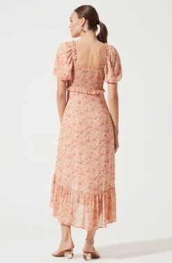 Balloon Sleeve Sweetheart Floral Maxi -Dresses Sales Store ADR100850 BLUSH MULTI FLORAL 789