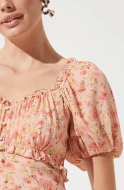 Balloon Sleeve Sweetheart Floral Maxi -Dresses Sales Store ADR100850 BLUSH MULTI FLORAL 790