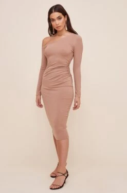 Melina One Shoulder Midi Dress -Dresses Sales Store ADR100867 TAUPE 1 77391c16 592b 4fc2 a838 8d5faf3f0122