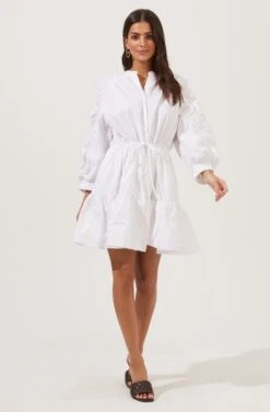 Ruched Long Sleeve Dress -Dresses Sales Store ADR100883 003 WHITE 1