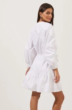 Ruched Long Sleeve Dress -Dresses Sales Store ADR100883 003 WHITE 4