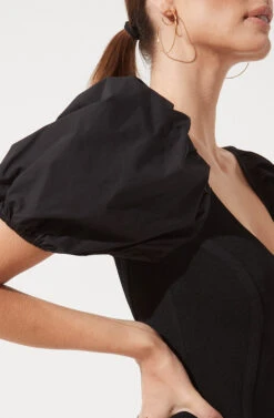 Balloon Sleeve Bodycon Dress -Dresses Sales Store ADR100886 BLACK 862