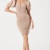 Balloon Sleeve Bodycon Dress
