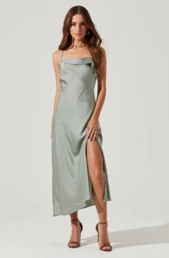 Cowl Slip Maxi Dress -Dresses Sales Store ADR100893 SAGE 0536