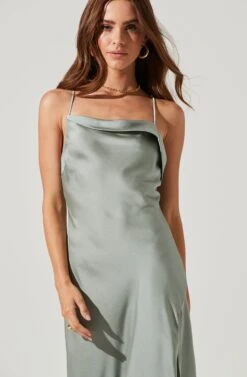 Cowl Slip Maxi Dress -Dresses Sales Store ADR100893 SAGE 0545