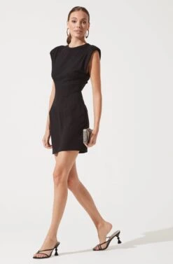 Volume Shoulder T-Shirt Dress -Dresses Sales Store ADR100898 BLACK 892