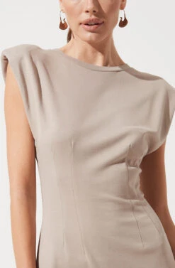 Volume Shoulder T-Shirt Dress -Dresses Sales Store ADR100898 TAUPE 898
