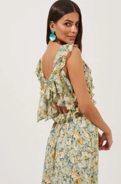 Open Tie Back Ruffle Dress -Dresses Sales Store ADR100917 GREENYELLOWMULTIFLORAL 5