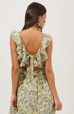 Open Tie Back Ruffle Dress -Dresses Sales Store ADR100917 GREENYELLOWMULTIFLORAL 6
