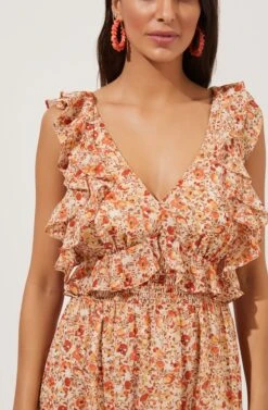 Open Tie Back Ruffle Dress -Dresses Sales Store ADR100917 ORANGEFLORAL 3