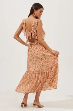 Open Tie Back Ruffle Dress -Dresses Sales Store ADR100917 ORANGEFLORAL 5
