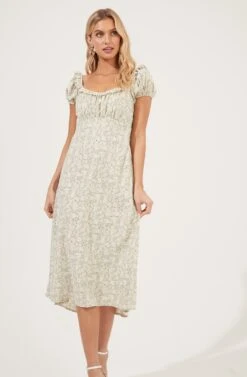 Short Sleeve Ruffle Neck Dress -Dresses Sales Store ADR100919 SAGEDAISYFLORAL 1