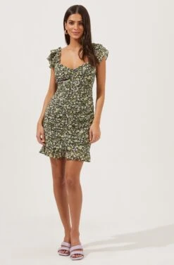 Multi Ruffle Ruched Dress -Dresses Sales Store ADR100926 BLACK LILACDITSY 1