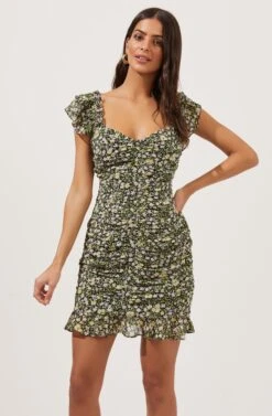 Multi Ruffle Ruched Dress