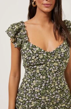 Multi Ruffle Ruched Dress -Dresses Sales Store ADR100926 BLACK LILACDITSY 3