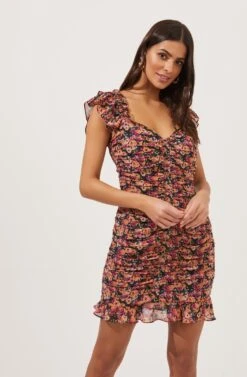 Multi Ruffle Ruched Dress -Dresses Sales Store ADR100926 FUCHSIA ORANCEDITSY 2