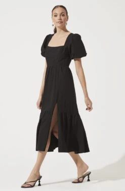 Poplin Tiered Maxi -Dresses Sales Store ADR100949 BLACK 904
