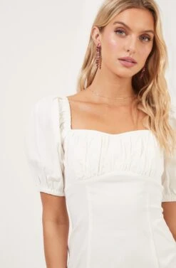 Puff Half Sleeve Mini Dress -Dresses Sales Store ADR100952 OFFWHITE 3