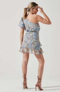 One Sleeve Tulip Skirt Floral Mini Dress -Dresses Sales Store ADR100983 BLUECREAMMULTIFRL 0771 e6415d0d 9db2 4221 ad34 6ac79adf96cc