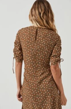 Ruched Sleeve Midi Dress -Dresses Sales Store ADR100995 CARAMELDITSY 4