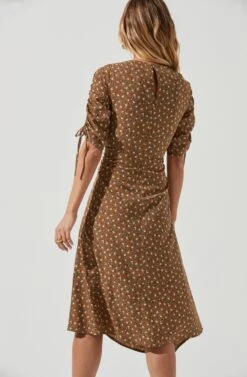 Ruched Sleeve Midi Dress -Dresses Sales Store ADR100995 CARAMELDITSY 5