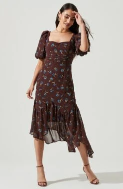 Short Sleeve Asymmetrical Hem Dress