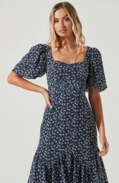 Short Sleeve Asymmetrical Hem Dress -Dresses Sales Store ADR101039 NAVYMULTIFLORAL 2