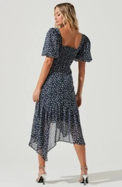 Short Sleeve Asymmetrical Hem Dress -Dresses Sales Store ADR101039 NAVYMULTIFLORAL 3