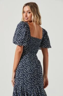 Short Sleeve Asymmetrical Hem Dress -Dresses Sales Store ADR101039 NAVYMULTIFLORAL 4