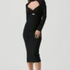 Long Sleeve Twist Bust Midi Dress