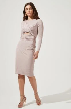 Long Sleeve Twist Front Dress