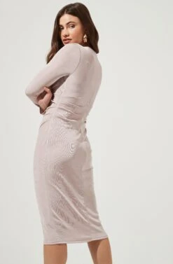 Long Sleeve Twist Front Dress -Dresses Sales Store ADR101047 NUDE 6