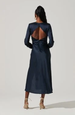 Gracie Long Sleeve Cutout Satin Midi Dress -Dresses Sales Store ADR101065 MIDNIGHT 4