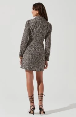 Long Sleeve Center Cutout Shirt Dress -Dresses Sales Store ADR101101 BROWNSKETCH 0428