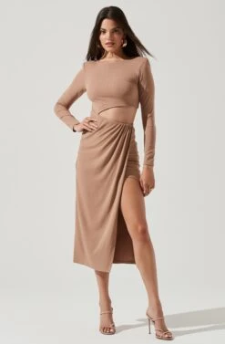 Westwood Long Sleeve Side Cutout Midi Dress