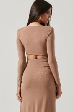 Westwood Long Sleeve Side Cutout Midi Dress -Dresses Sales Store ADR101108 NUDE 4