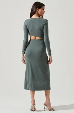 Westwood Long Sleeve Side Cutout Midi Dress -Dresses Sales Store ADR101108 SAGE 3