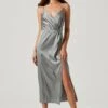 Twist Front Satin Midi Dress