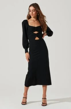 Multi Cutout Sweater Midi Dress