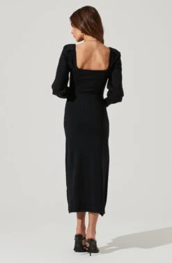 Multi Cutout Sweater Midi Dress -Dresses Sales Store ADR101133 BLACK 0661