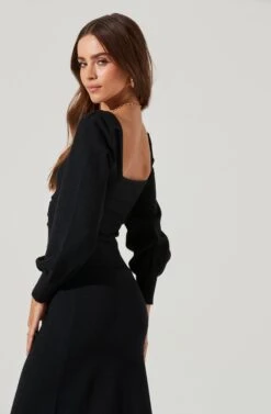 Multi Cutout Sweater Midi Dress -Dresses Sales Store ADR101133 BLACK 0665